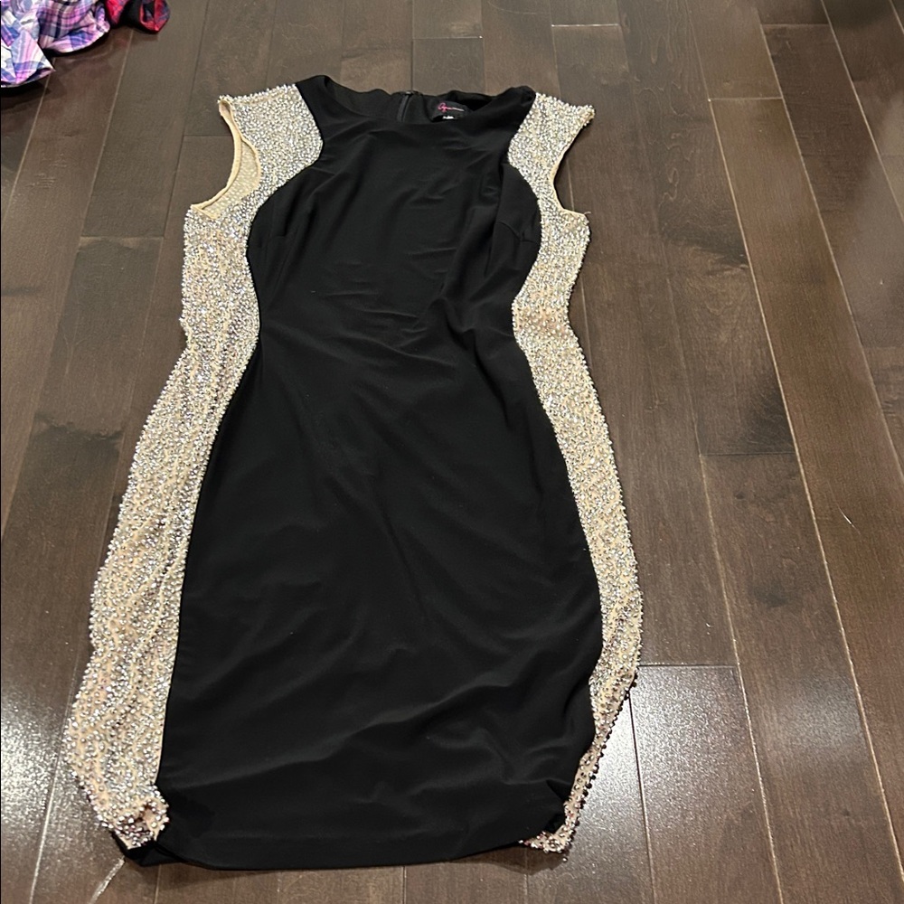 Aqua Black Dress with Silver Accents